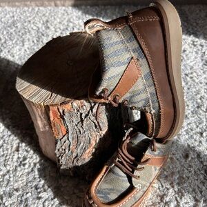 Sun + Stone Brown and Green Kids Boots